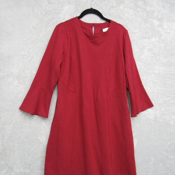 Womens J Jill Ponte Bell Sleeve Shift Dress With Pockets Cranberry Red Small - Picture 5 of 14